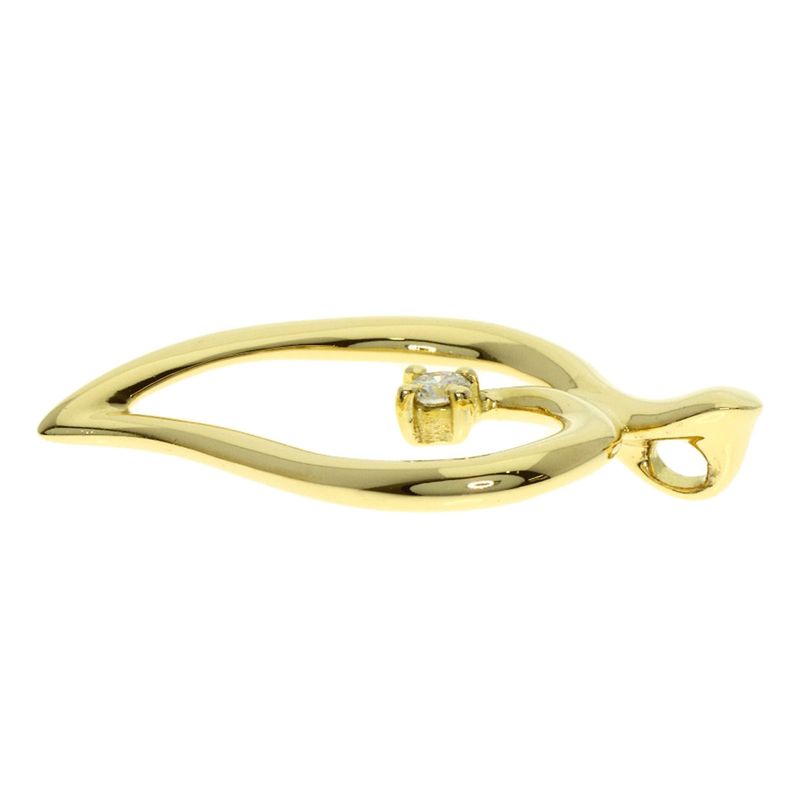 Tiffany & Co Leaf Diamond Pendant Top 18K Yellow Gold