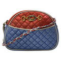 Gucci Shoulder Bag Zumi Laminated Quilted Blue Red Silver