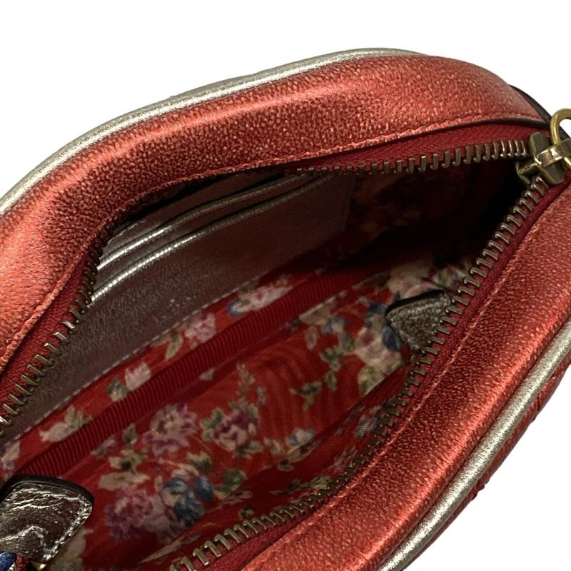 Gucci Shoulder Bag Zumi Laminated Quilted Blue Red Silver