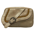 Dior Clutch Gaucho Beige Brown Lame Leather