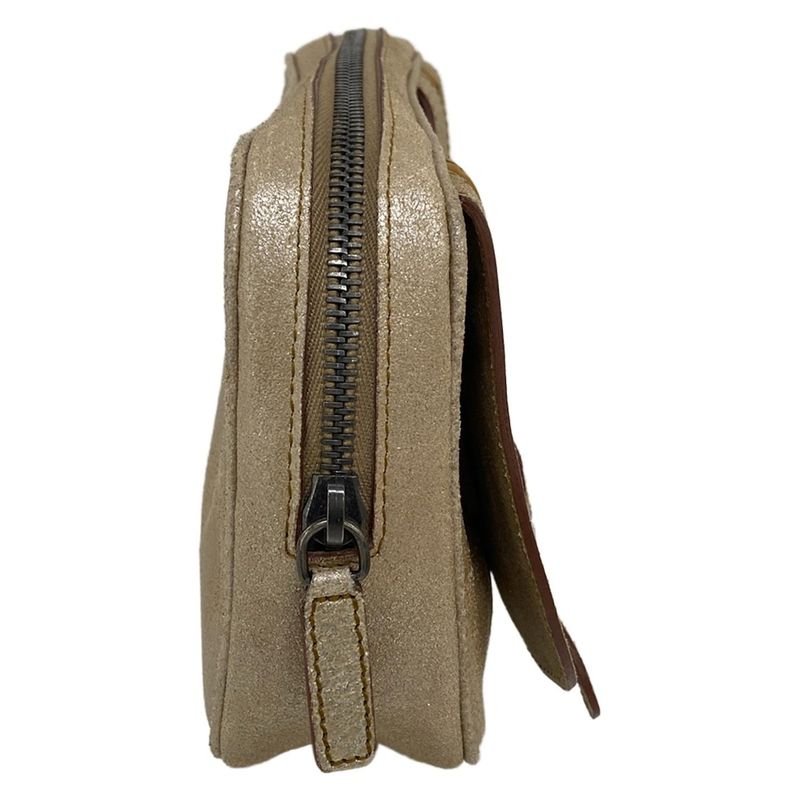 Dior Clutch Gaucho Beige Brown Lame Leather