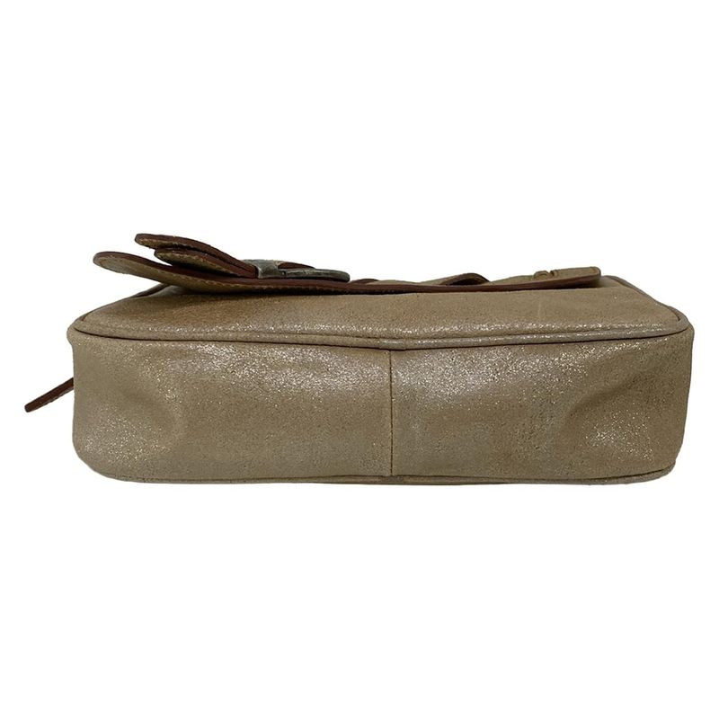 Dior Clutch Gaucho Beige Brown Lame Leather