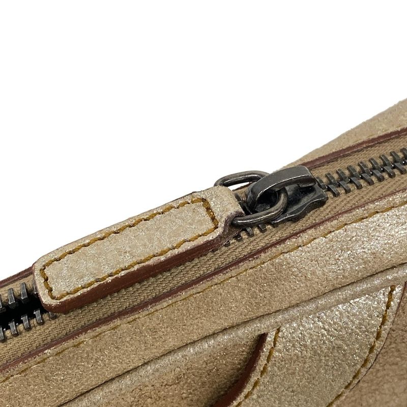 Dior Clutch Gaucho Beige Brown Lame Leather