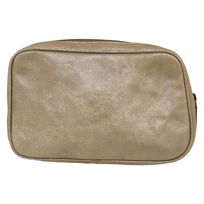 Dior Clutch Gaucho Beige Brown Lame Leather