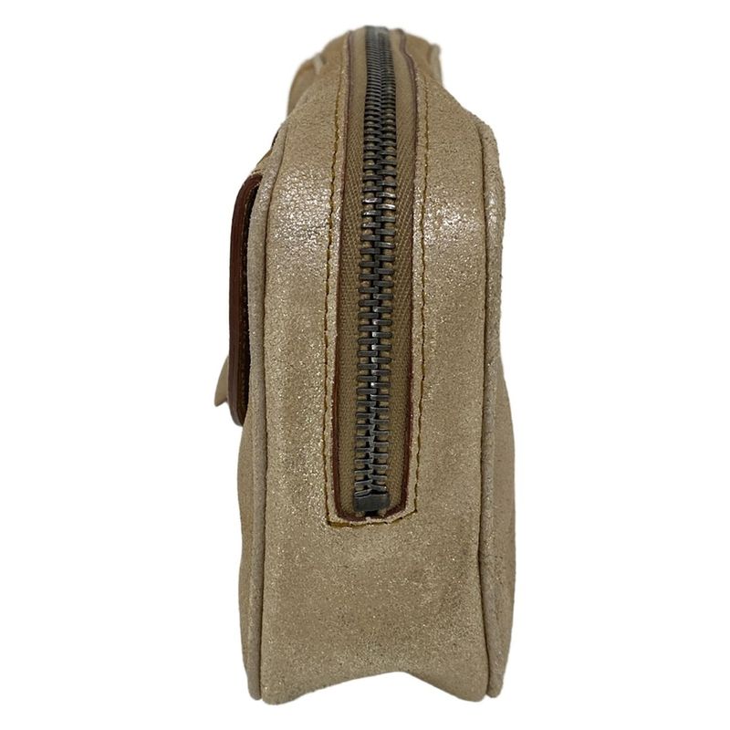 Dior Clutch Gaucho Beige Brown Lame Leather