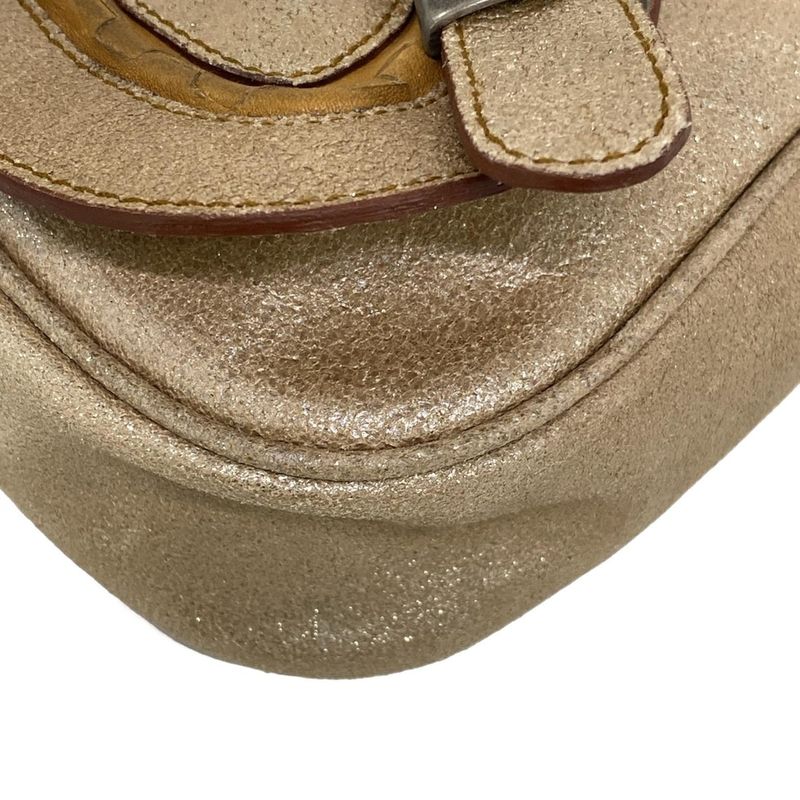 Dior Clutch Gaucho Beige Brown Lame Leather