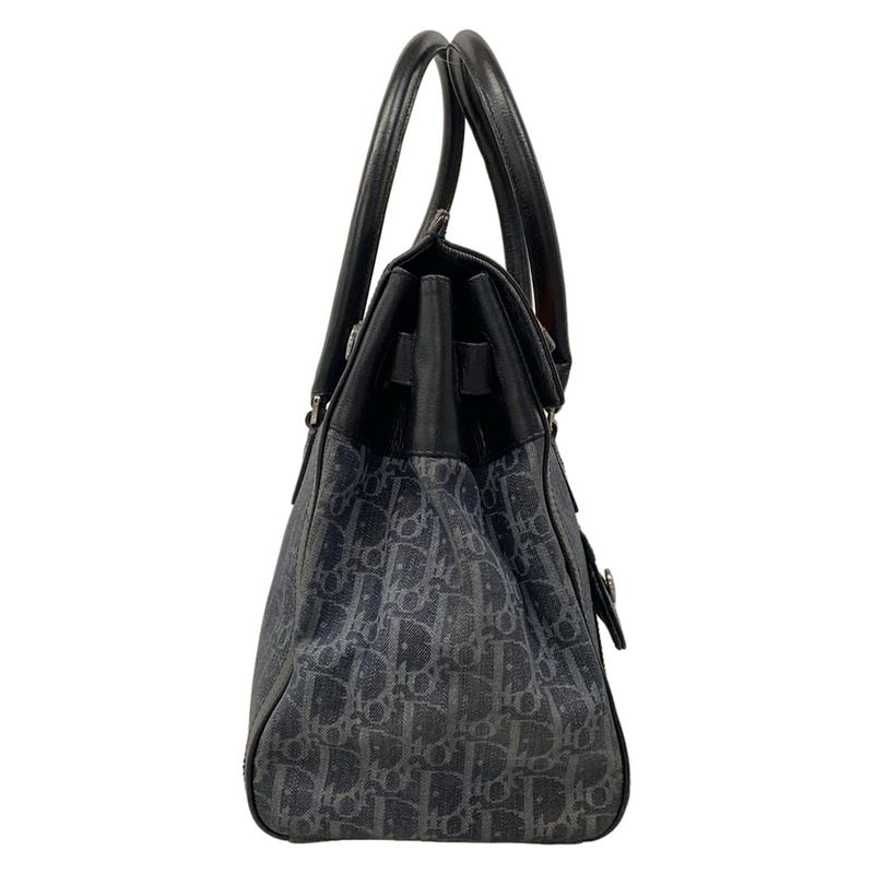 Dior Handbag Flight Dark Gray Black Leather Dark