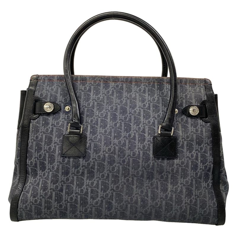 Dior Handbag Flight Dark Gray Black Leather Dark