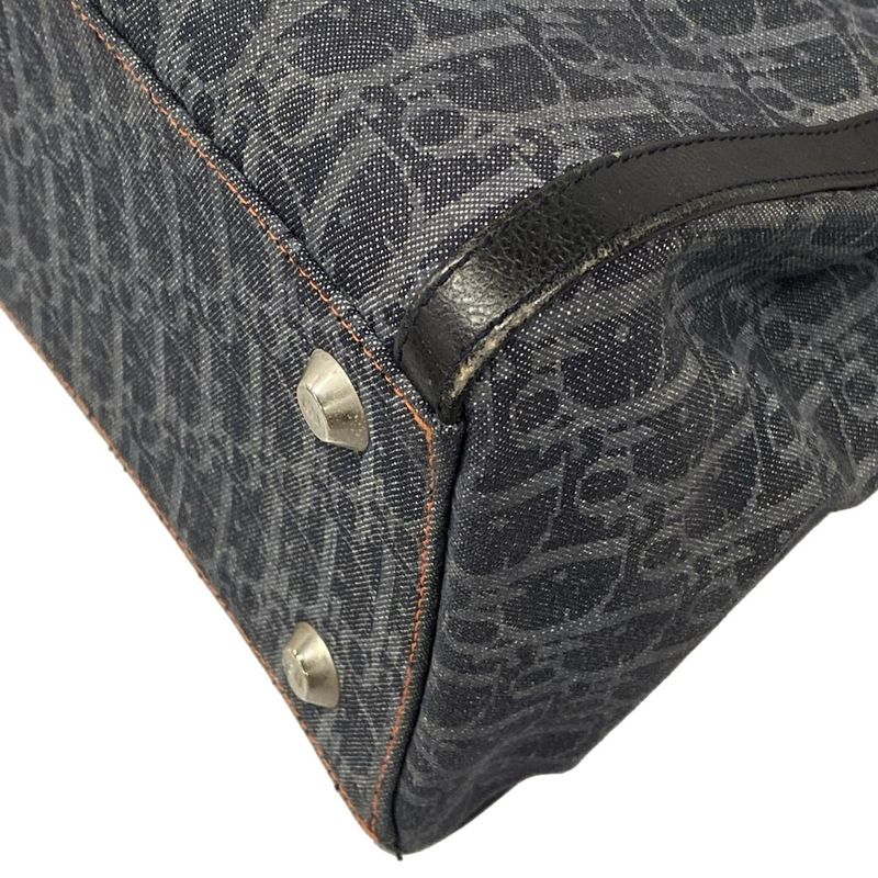 Dior Handbag Flight Dark Gray Black Leather Dark