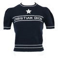 Dior Logo Cashmere Wool Short Sleeve Knit Sweater ) Navy