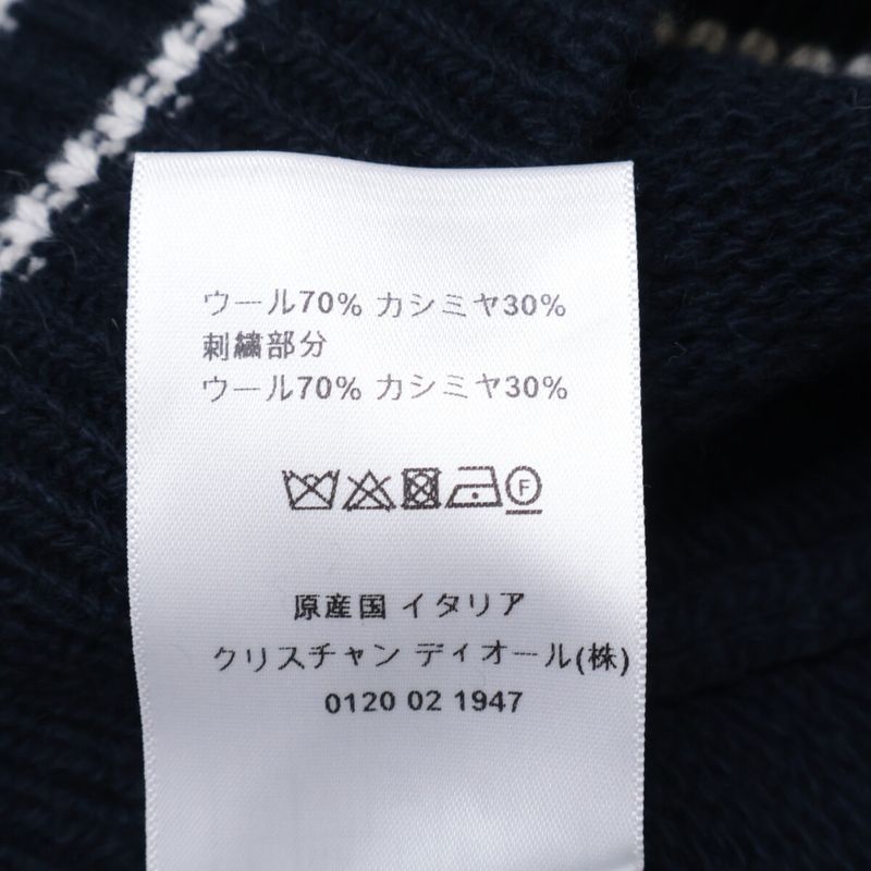 Dior Logo Cashmere Wool Short Sleeve Knit Sweater ) Navy