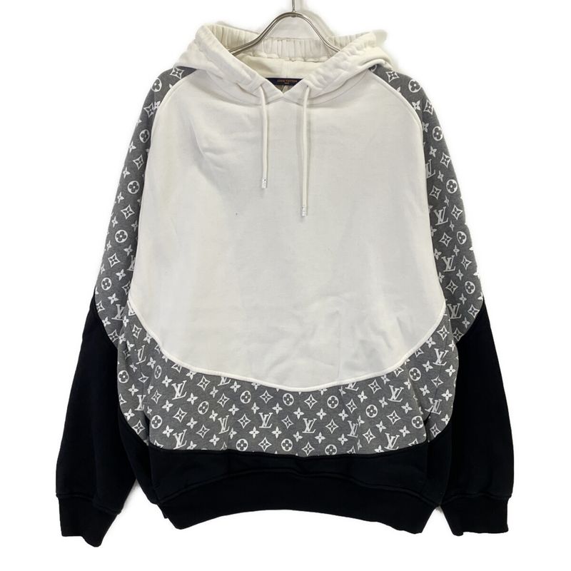 Louis Vuitton White Black Monogram Circle Cut Hoodie XXL )