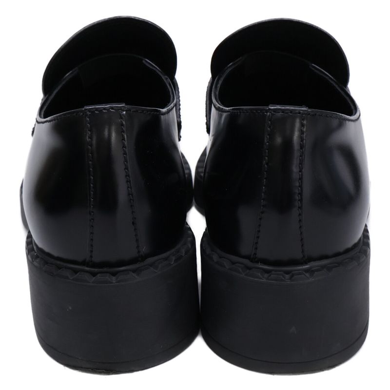 Prada Chocolate Brushed Leather Loafers 36.5 ) Black