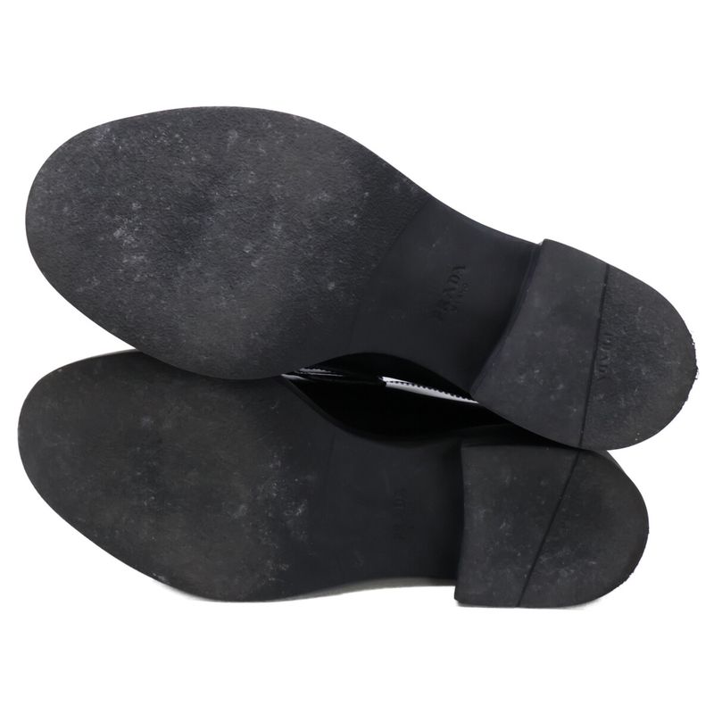 Prada Chocolate Brushed Leather Loafers 36.5 ) Black