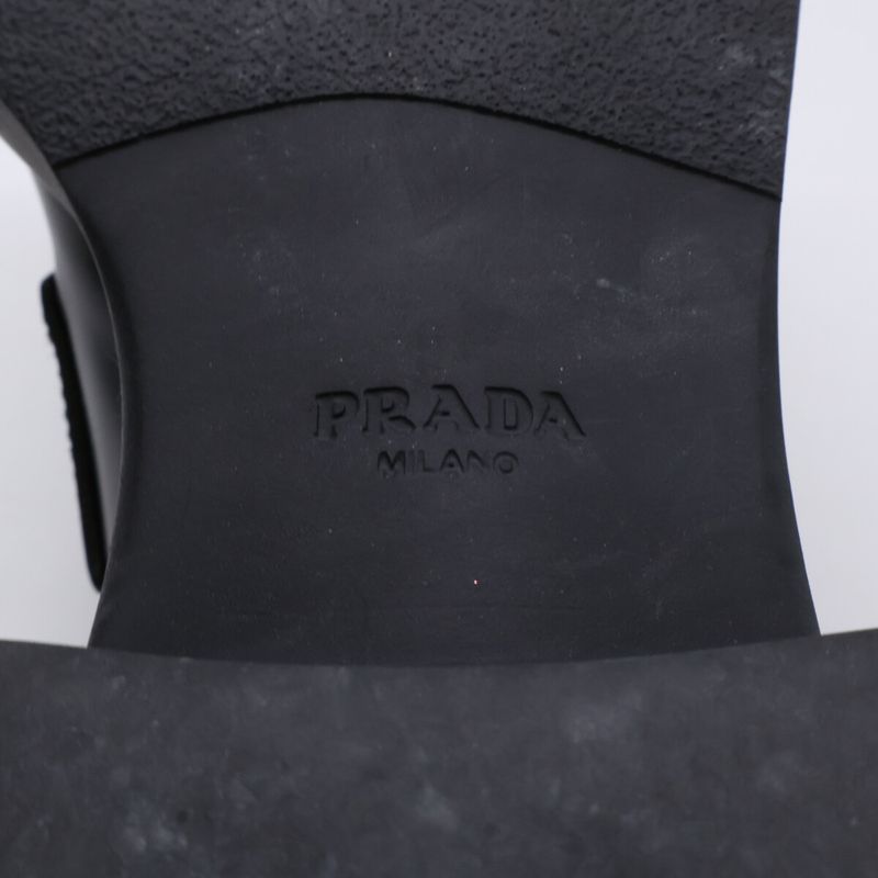 Prada Chocolate Brushed Leather Loafers 36.5 ) Black