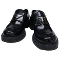 Prada Chocolate Brushed Leather Loafers 36.5 ) Black
