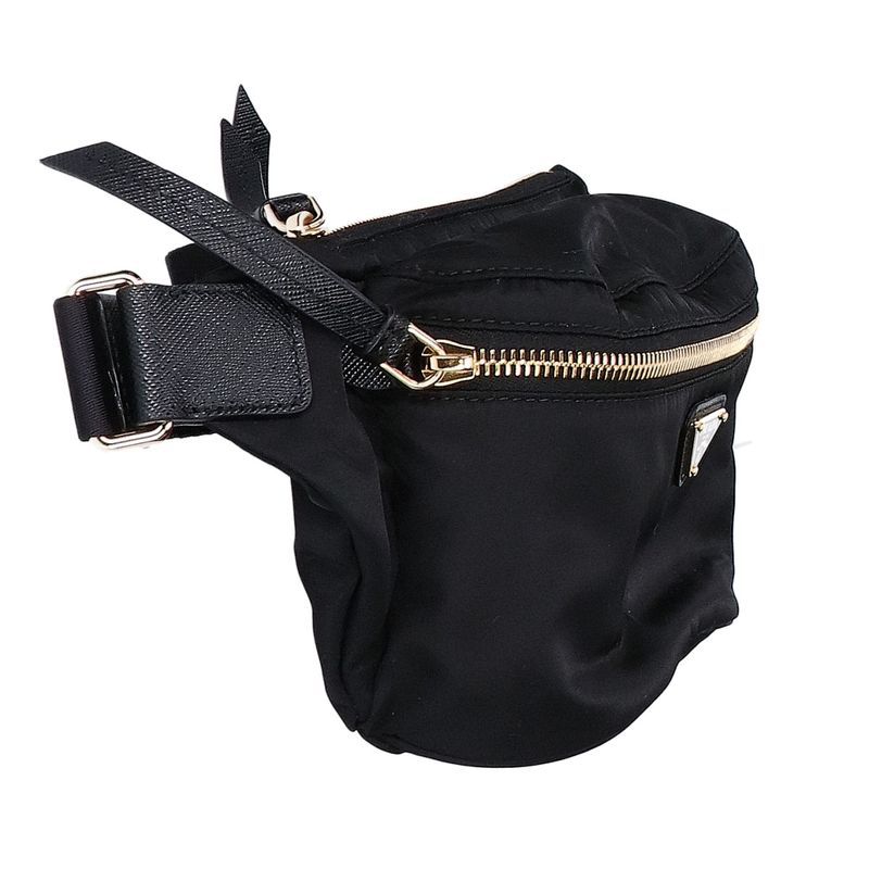 Prada Re-Nylon Saffiano Leather Belt Bag ) Black