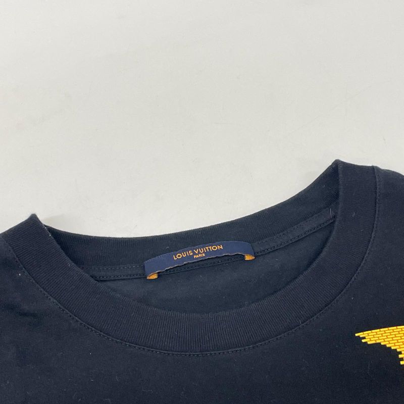 Louis Vuitton Logo Brick Print Short Sleeve Top T-Shirt ) Black