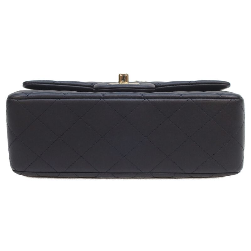 Chanel Navy Lamb Quilted 20 Top Handle Chain Shoulder Bag )