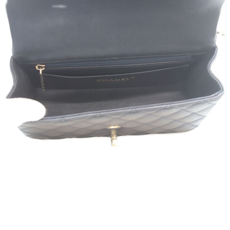 Chanel Navy Lamb Quilted 20 Top Handle Chain Shoulder Bag )