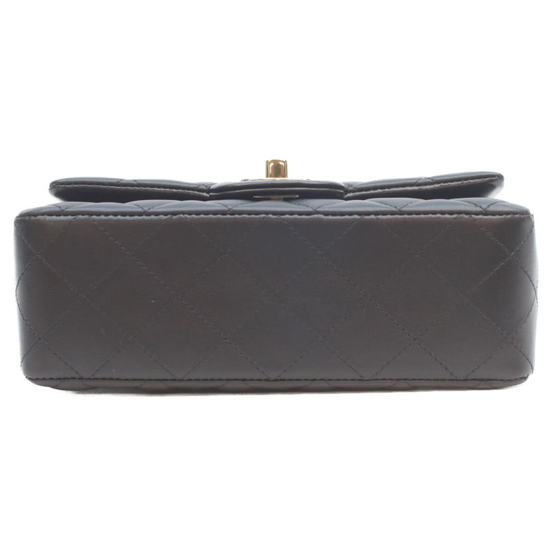 Chanel Black Lamb Miniature Lace 20 Mini Classic Flap Handbag )