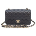 Chanel Black Lamb Miniature Lace 20 Mini Classic Flap Handbag )