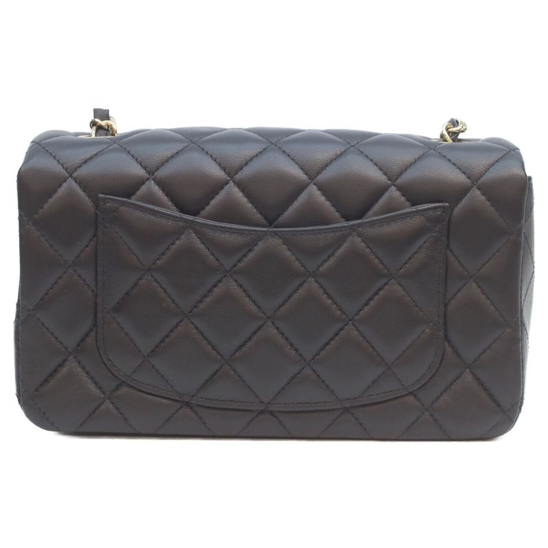 Chanel Black Lamb Miniature Lace 20 Mini Classic Flap Handbag )