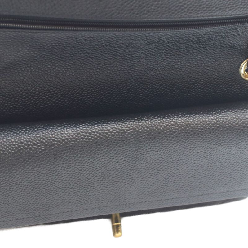 Chanel Black Caviar Gold Double Flap Quilted 25 Shoulder Bag )
