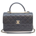 Chanel Black Lam Gold Quilted Trendy CC Large 2-Way Bag )