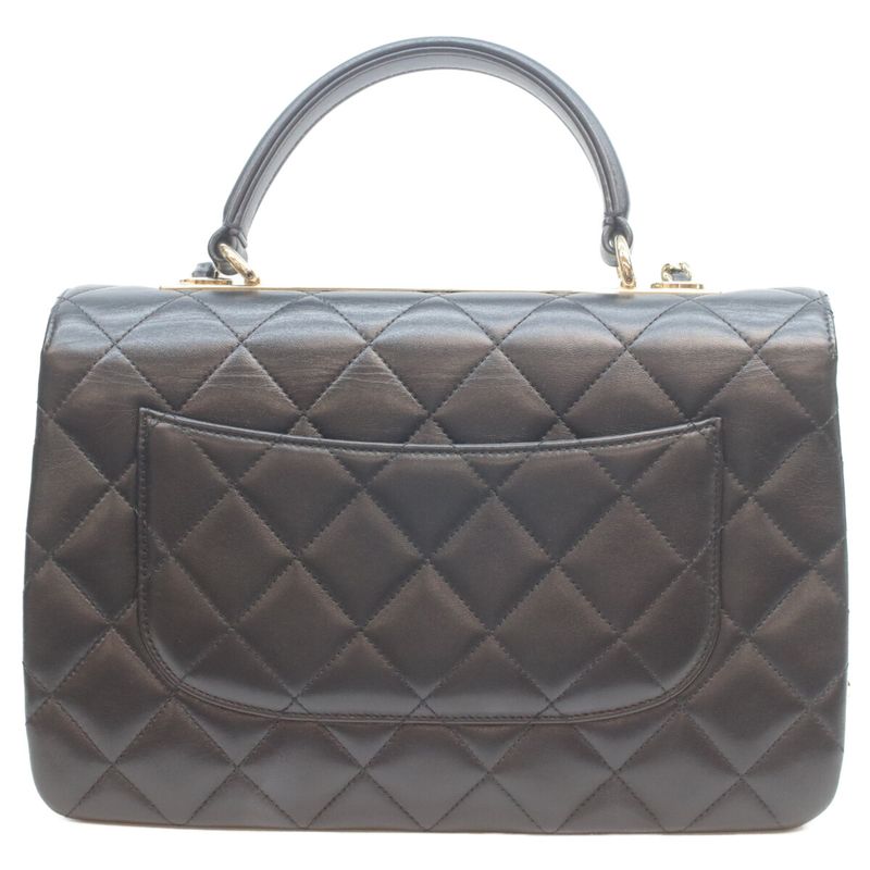 Chanel Black Lam Gold Quilted Trendy CC Large 2-Way Bag )