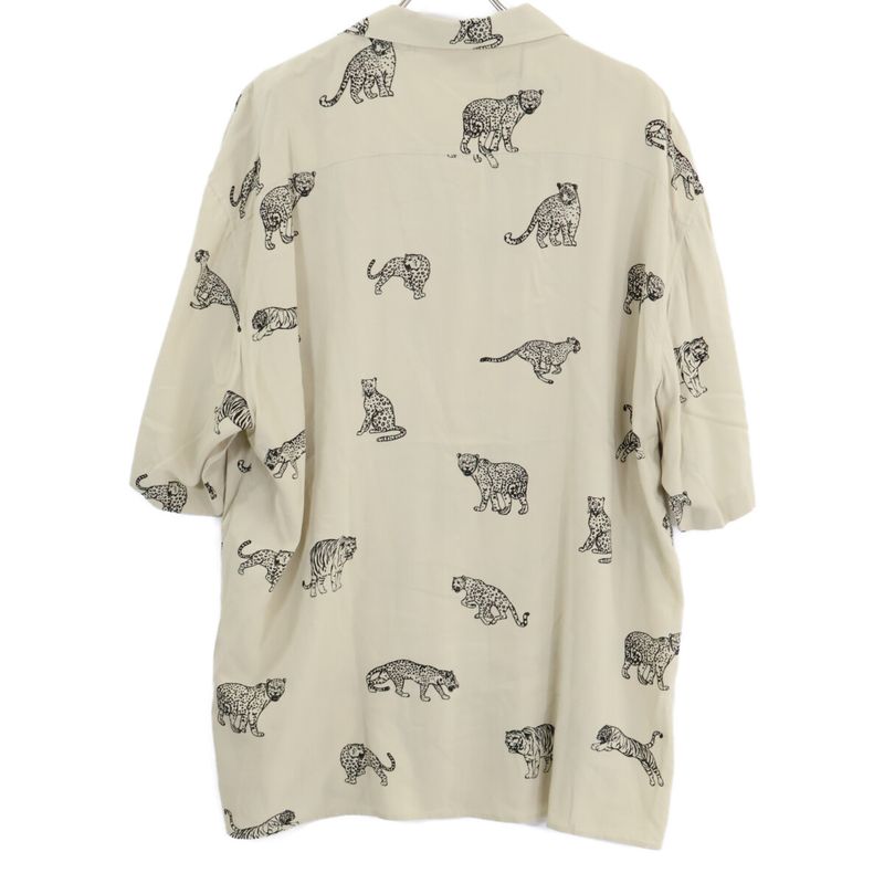 Celine Hawaiian Layon Shirt Animal Pattern Loose Short )beige