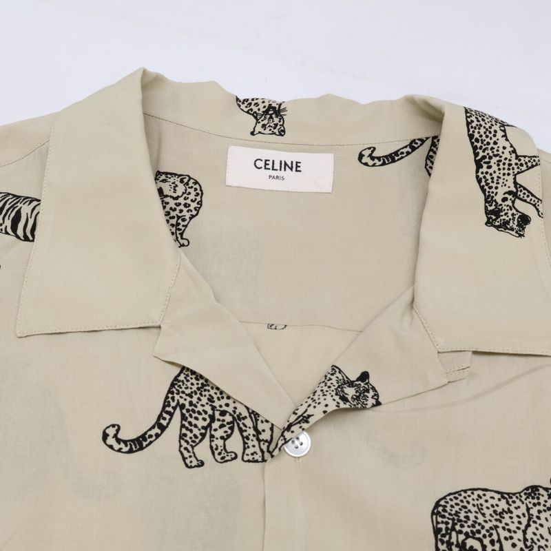 Celine Hawaiian Layon Shirt Animal Pattern Loose Short )beige