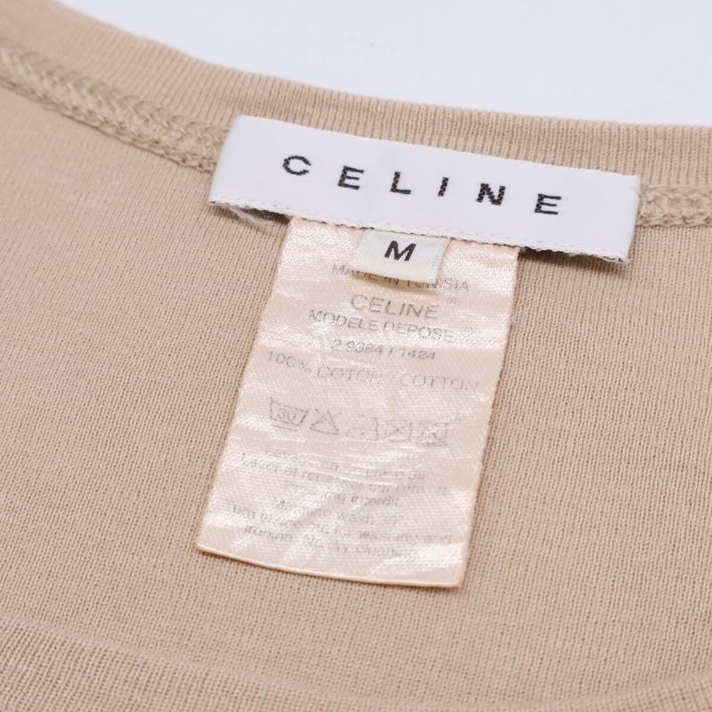 Celine Triomphe Embroidery Logo Vintage T-Shirt ) Brown