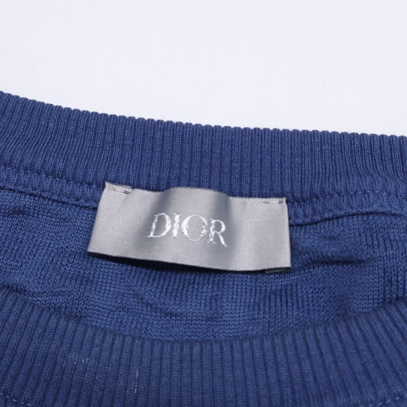 Dior Oak Cotton Jacquard Long Sleeve T-Shirt ) Navy