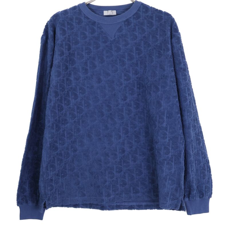 Dior Oak Cotton Jacquard Long Sleeve T-Shirt ) Navy