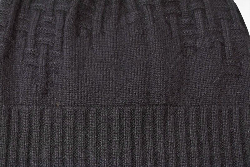 Hermes Knit Cap Beanie Cashmere Black Logo