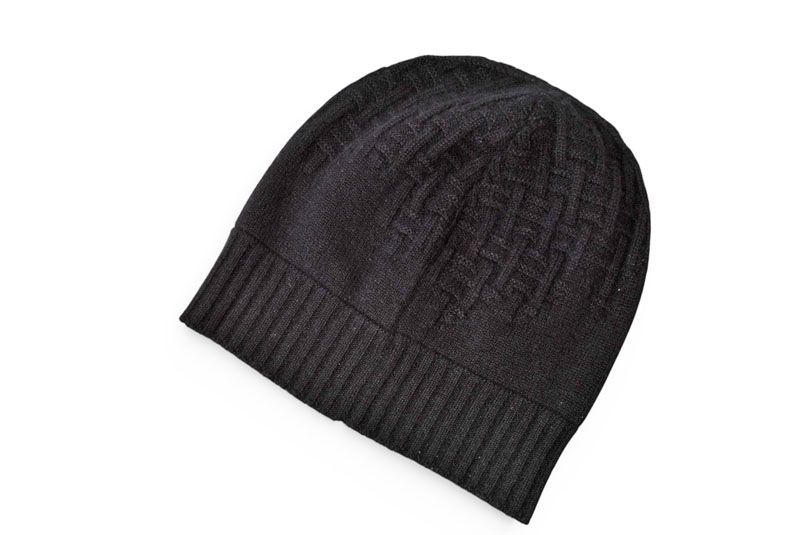 Hermes Knit Cap Beanie Cashmere Black Logo