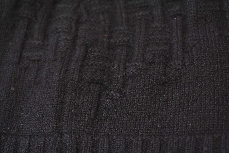 Hermes Knit Cap Beanie Cashmere Black Logo
