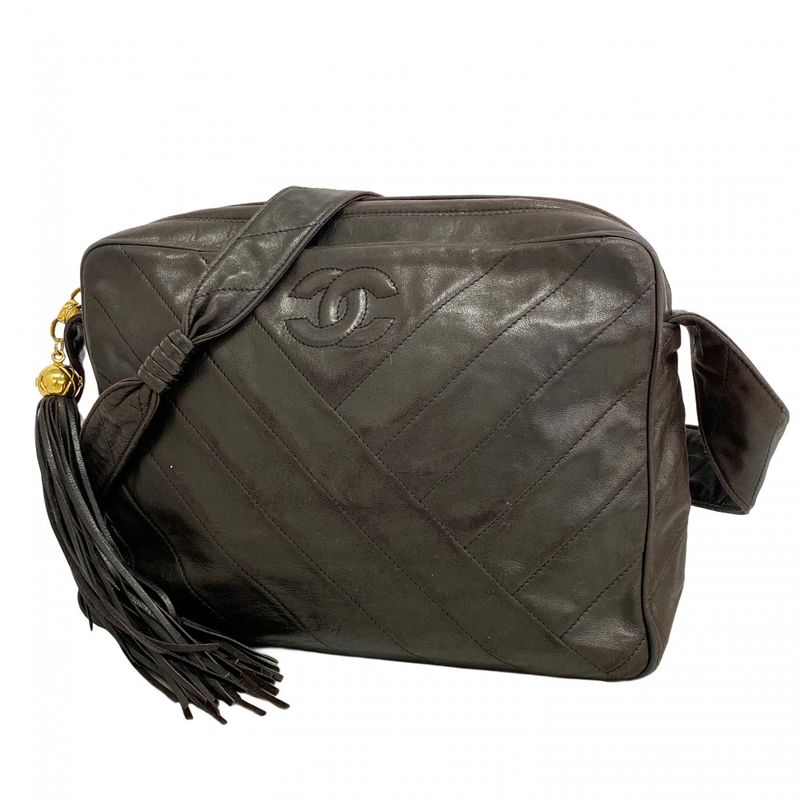 Chanel Shoulder Bag Lambskin Black Gold