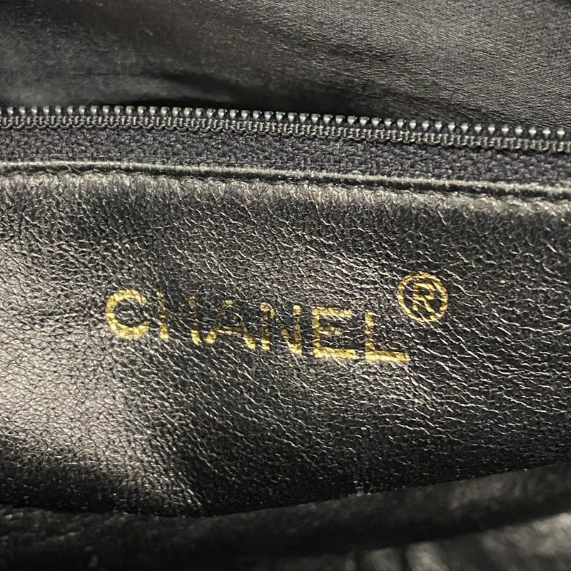 Chanel Shoulder Bag Lambskin Black Gold