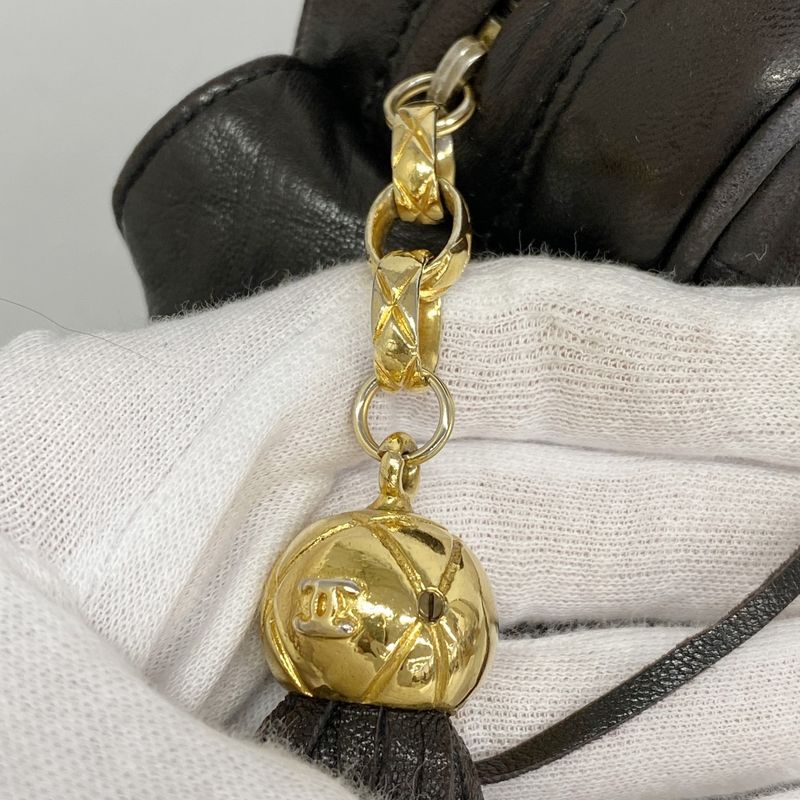 Chanel Shoulder Bag Lambskin Black Gold