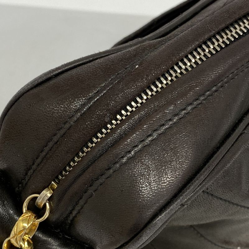 Chanel Shoulder Bag Lambskin Black Gold