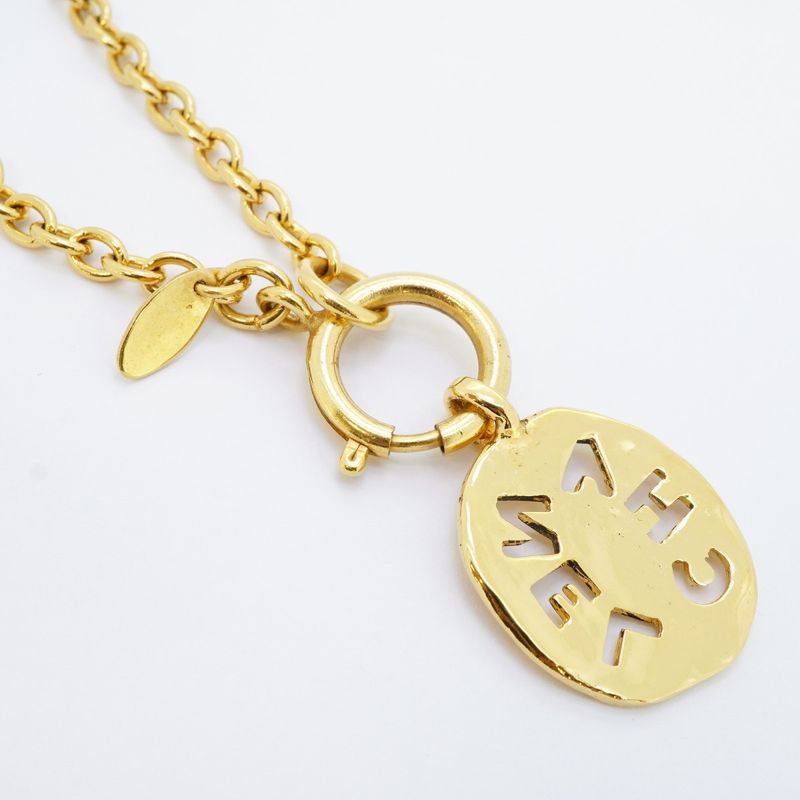 Chanel Necklace Vintage Logo Gold Plated