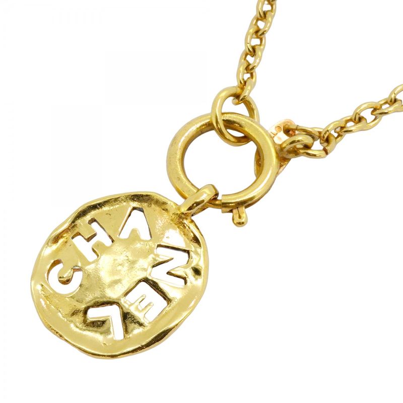 Chanel Necklace Vintage Logo Gold Plated