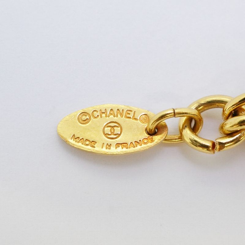 Chanel Necklace Vintage Logo Gold Plated