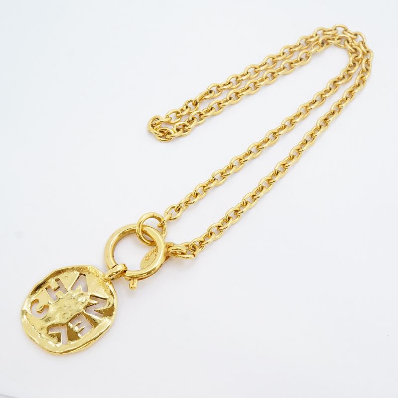 Chanel Necklace Vintage Logo Gold Plated