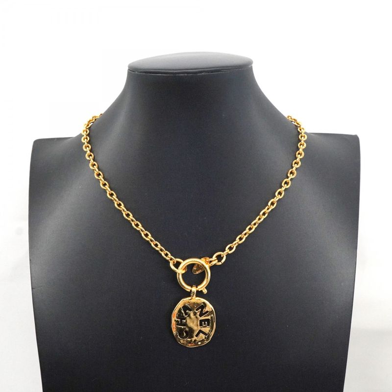 Chanel Necklace Vintage Logo Gold Plated