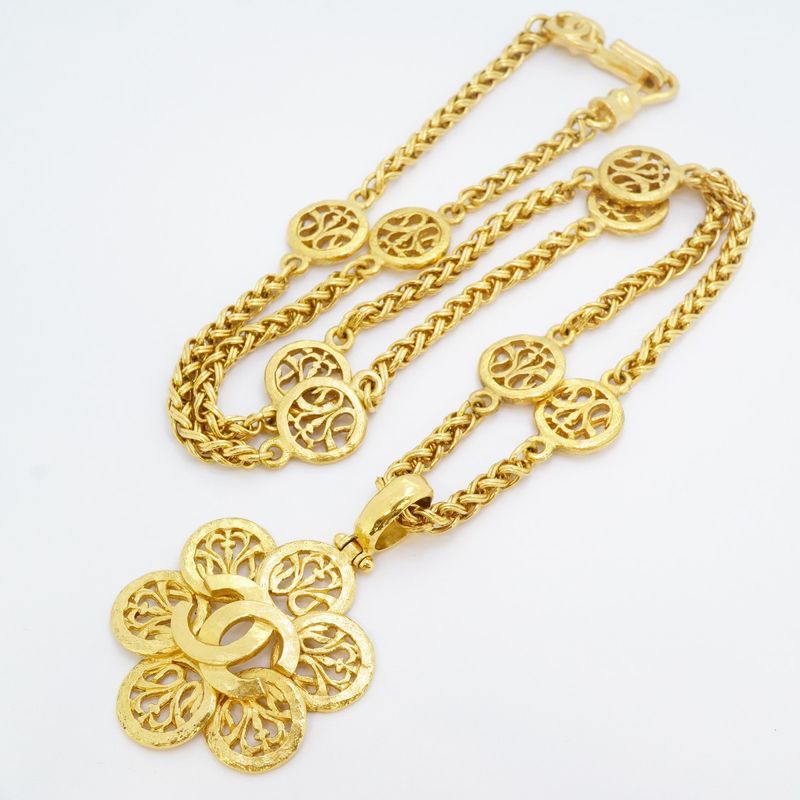 Chanel Necklace Vintage CC Logo Gold Plated