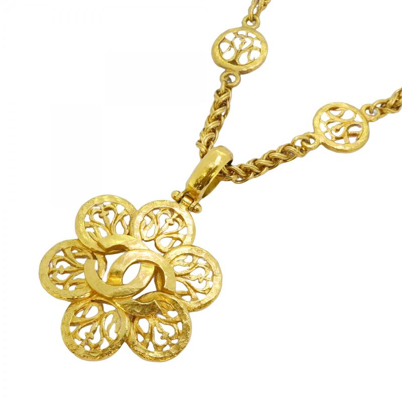 Chanel Necklace Vintage CC Logo Gold Plated