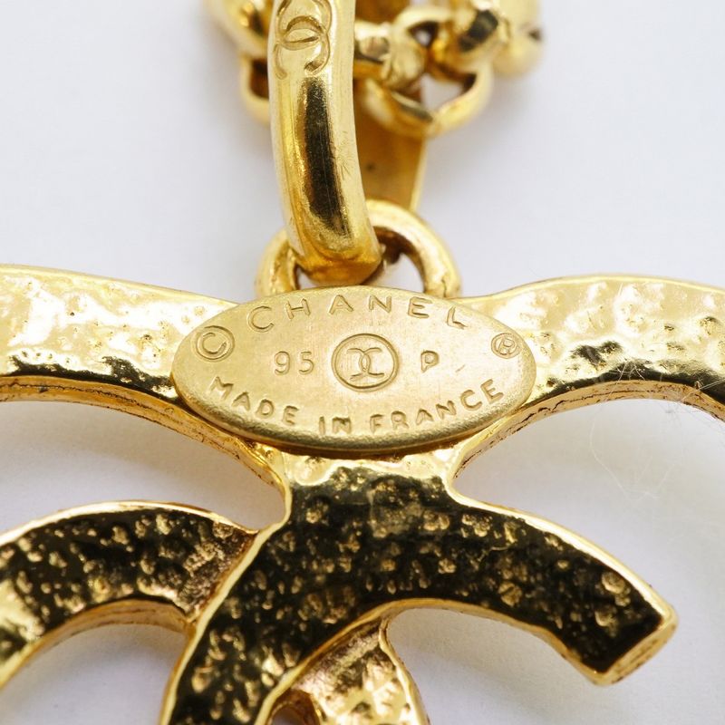 Chanel Necklace Vintage CC Logo Heart Motif Gold Plated